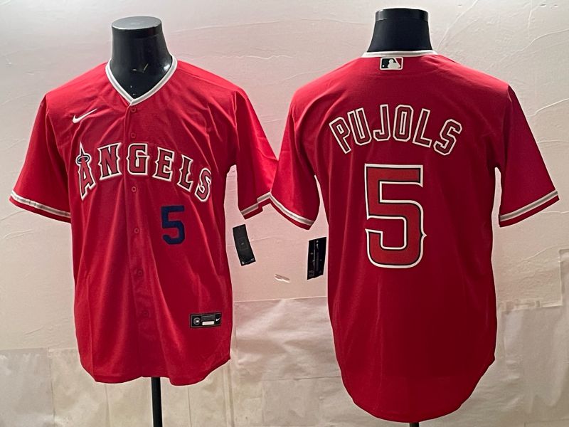 2026 Men Nike Los Angeles Angels #5 Pujols Red Game MLB Jersey 03->los angeles angels->MLB Jersey